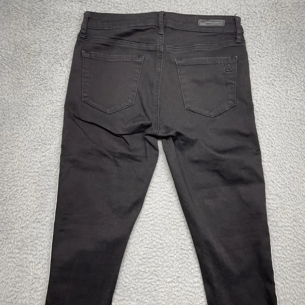 Articles of Society Jeans Womens 27 Black Side Stripes Raw Hem Skinny Fit - Picture 4 of 15